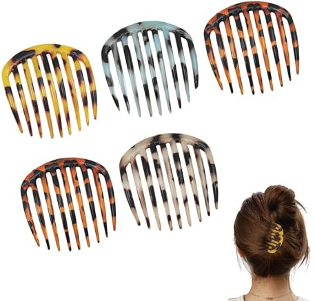 Haarkamm zum Stecken,5 Pcs Haarkamm French Side Combs Twist Kamm Haar Clips Mit 9 Zähne Anti-Rutsch-Kamm Clips Französisch Twist Haar Zubehör Haar Styling Zubehör für Frauen und Mädch