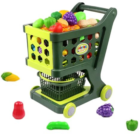 Generisch Kinder-einkaufswagen | Kinder Einkaufswagen Mit Zubehör | Einkaufswagen Kaufladen Kinder | Supermarkt Wagen Kinder Für Lebensmittelgeschäfte Tun, Um Spiel Zu Spielen, Kleinkindeinkauf