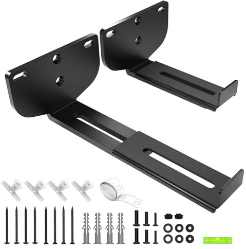 Borenbuir Soundbar Wall Mount Bracket Universal Speaker Mounting[ MAX 17kg] Depth Adjustable (8.3-16.5cm) for Samsung, Vizio, LG, Sony, JBL, Bose and More, Soundbar Bracket under TV