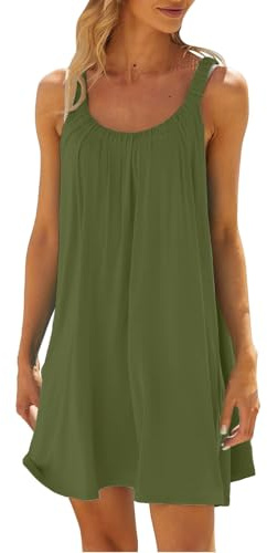 Surttan Strandkleider Damen Sommer Kurz Sommerkleid Bikini Cover Up Strandkleid Strand Kleider Casual Ärmellos Tshirt Kleid Minikleid