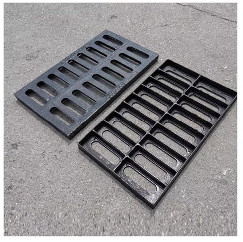 Griglia di scarico in ghisa, griglie di scarico in metallo resistente e durevole, copertura di drenaggio per canali esterni per pluviali, fognature, cortili, recinzioni, fattorie, cantine (20 x 50 x 3