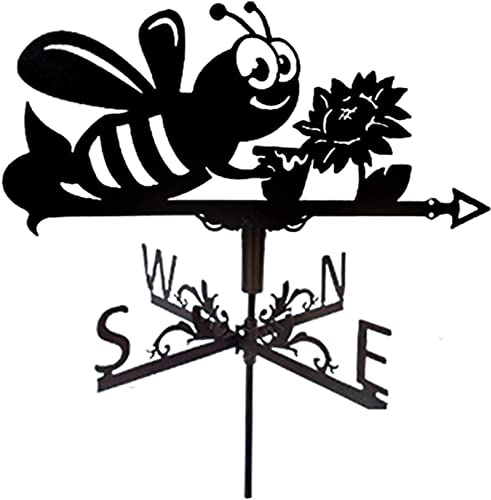Girouette en métal avec indicateur de direction du vent - Piquet de jardin - Outil de mesure - Abeille
