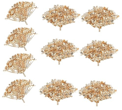 MUCKLILY 10pcs Fleur Artificielle Or Hydrangea en Plastique sans Taille Effet Décoratif Solide pour Mariage Baby Shower et Jardin