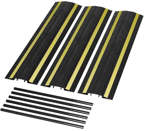D-Line Ultra Kabelbrücke – Leichter, robuster und gut sichtbarer Kabelschutz – 3X 1 m Länge inkl. Verbindungsstäben – Kabelkanal 46 mm (B) x 20 mm (H)
