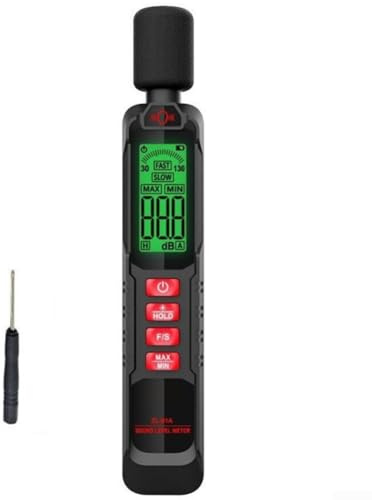 DAZZLEEX Misuratori di livello sonoro Decibel Strumenti di misurazione del rumore con intervallo 30-130dB Display digitale Registrazione dei dati Spegnimento automatico per i cantieri di casa e