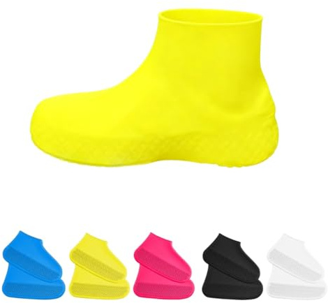 5 Paia Copri Scarpe Pioggia, Copriscarpe Impermeabili Silicone, Copriscarpe Antiscivolo con Grip, Unisex, Riutilizzabili, per pioggia, giorno della neve, spiaggia del deserto, strade fangose (L)