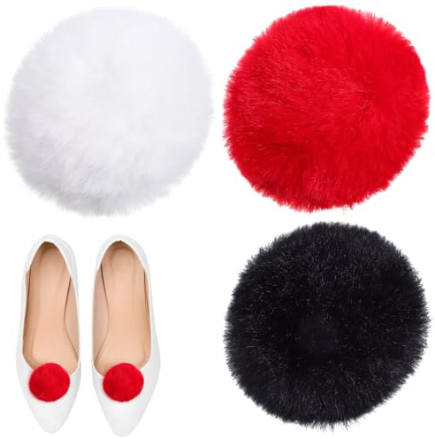 VANZACK Pompons Zum Basteln 3Er Set Flauschige Kugeln Mit Anstecknadel Pompon-Dekoration Für Kleidung Hüte Schuhe Und Diy-Projekte Weiche Pompom-Bälle Für Kreative Verzierungen