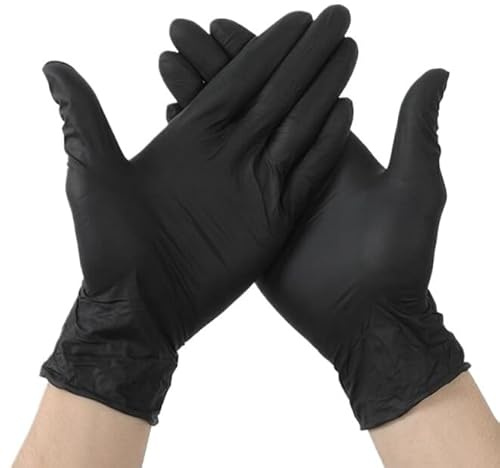 Guanti monouso in nitrile neri da 20/50/100 pezzi, senza lattice, di qualità industriale, testurizzati, for la pulizia dei capelli Solon(Black 20PCS XL)