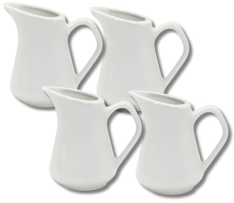 Leonardo Luxury Home Design Set 4 pezzi Mini Bricco Porcellana Bianca 100 ml Piccola Brocca Latte Succo Caffè Salse Lattiera Cucina Casa Idea Regalo (4 Pezzi Mini)