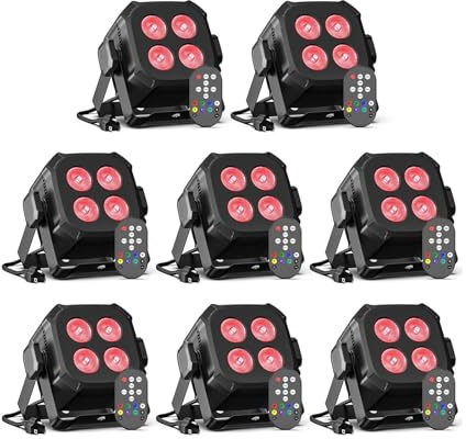 8 pezzi/set di luci par LED quadrate 4x8W RGB LED luci da palco con telecomando e controllo DMX for DJ for matrimoni, feste, club, discoteche, eventi
