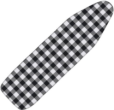 Tegeme Ironing Board Cover and Pad 15 x 54 Inch Cotton Thick Padded with Elastic Edge and Hook and Loop Laundry Room Decor Fits Standard Size(Buffalo Check)