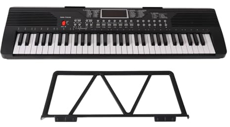 Hamwesh Piano con Teclado Electrónico, Piano Digital de 61 Teclas, Teclado Portátil con Parlantes Duales, Estante para Música, Micrófono y Fuente de Alimentación Dual para Principiantes, Adultos y