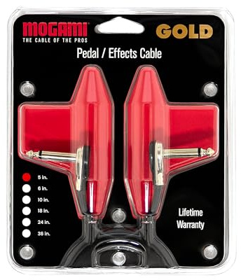 Mogami Gold Pedal SLP Patch Cable – Super Low Profile 90° Right Angle Guitar Effects Cable, Noise-Free, OFC Core 5 Inches