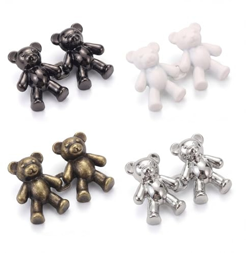 8 Pairs Trouser Waist Tightener, Bear Jean Waist Tightener Clips | for Jeans, Jean Button Tighteners, No Sew Jeans Tightening Clips Button Pins for Waistband Pants Clothing Trousers Dresses