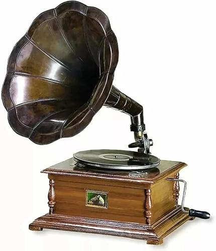 Grammofono antico di lavoro HMV completamente funzionale, giradischi vincente