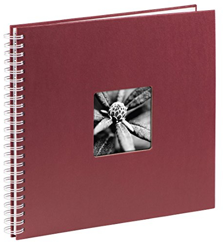 Hama Jumbo Photo Album 36 x 32 cm (Spiral Album with 50 White Pages, Photo Book with glassine dividers, Album to Stick in and Design Yourself), Bourdeaux Red, 00001967