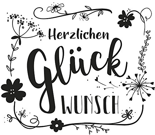 Rayher Hobby 29109000 Holzstempel Herzlichen Gluckwunsch, 8 x 9 cm, Textstempel, perfekt zum Gestalten von Karten, Umschlägen u.v.m., Butterer Schrift-Stempel