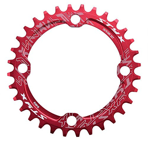 GOTOTOP Kettenblatt 104 BCD 32T Narrow Wide Rund Singlespeed 1x für Mountainbike Rennrad BMX, Aluminiumlegierung, Rot