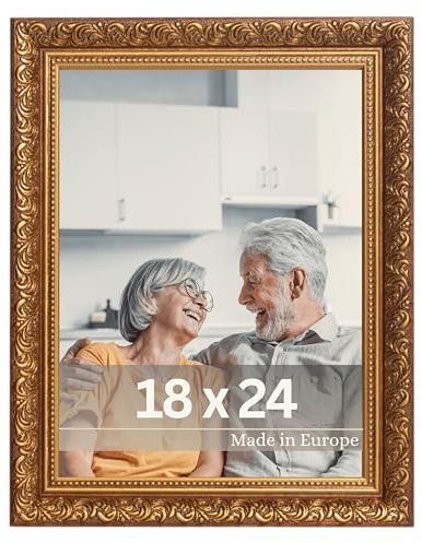 VictoR Antik bildram ”Rubens”, 18 x 24 cm, brun guld – list: 30 x 20 mm – äkta glas – barockstil – antik ram