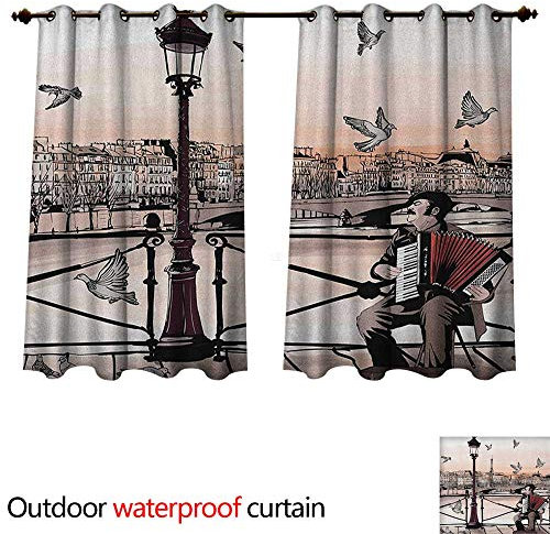 Anshesix Mushroom Curtain for Home Patio Outdoor Watercolor Art Pattern with Forest Elements Mushroom Berry Branches Autumn Motifs W72xL72 color06