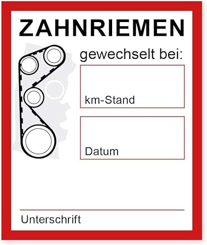 Aufkleber Auto Zahnriemen gewechselt Service Wechsel Kundendienst Wartung Auto KFZ Waschstrassenfest und Witterungsbeständig (1)