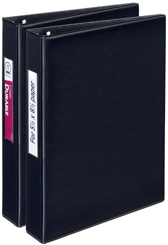 Avery Mini 3 Ring Binders, Holds 5.5 x 8.5 Paper, 1 Round Rings, 175-Sheet Capacity, 1.4 Inch Wide Spine, Label Holder, Black Binders, Great for Home, School, Office, and More (2-Pack of 13456)