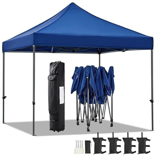 Yaheetech 3x3 m Tonnelle de Jardin Gazebo Tente de Reception Auvent Pliable Robuste Imperméable Anti-UV Pavillon Pop-up Bleu Marine