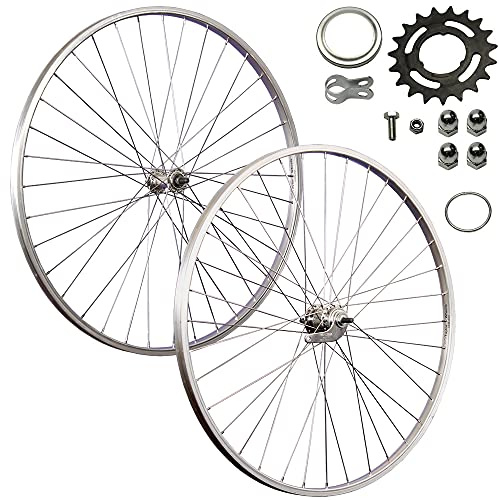 28 Zoll Satz Aluminiumfelge Edelstahlspeichen Rücktritt Single Speed Silber