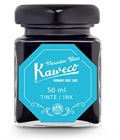 Kaweco Bläckglas 50 ml | paradisblå paradisblå | veganskt djurförsök vattenlöslig hållbar | skönhet skrift kalligrafi bokstäver skrivbläck