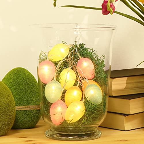 com-four® LED Lichterkette mit Glitzer-Eier, Lichterkette mit 10 LEDs | Bunte Dekoration für Zuhause und an Ostern - Innenbeleuchtung mit bunten Eiern