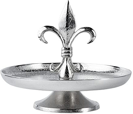 Etagere Lilie Dekoteller Dekoschale Schale - Tischdeko Servierplatte Groß aus Metall Aluminium - Silber Deko Luxus - Tischdeko Hochzeit - Dekoration für Wohnzimmer, Esszimmer oder Küche - 30 cm