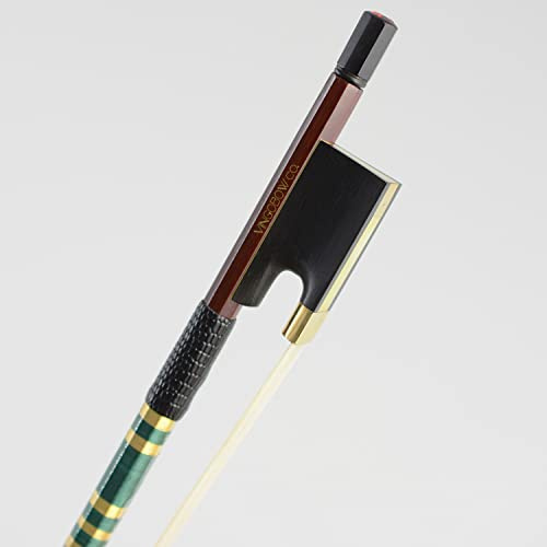 Arco de fibra de carbono de 4/4 de tamaño completo Pernambuco con piedras brillantes pelo de caballo natural alambre dorado bobinado arco de violín