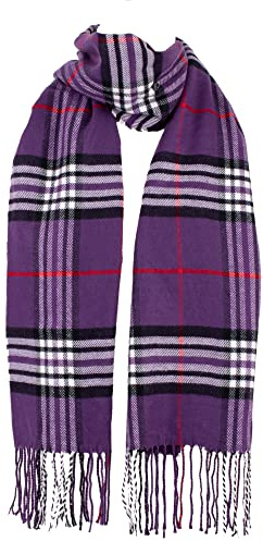 Hat To Socks Sciarpa Invernale Classica Unisex a Quadri - Morbida e Calda Stola Tartan per Uomo e Donna (Viola)
