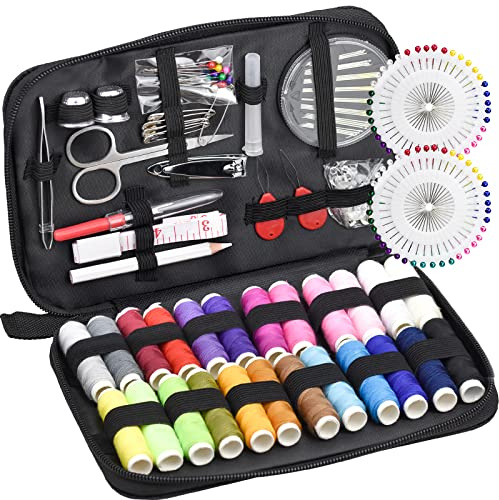 Kit Couture, Set de Couture Complet avec Outils, Boîte, Accessoires de Couture, Ciseaux en Acier Inoxydable Bobine de Fil d'aiguille