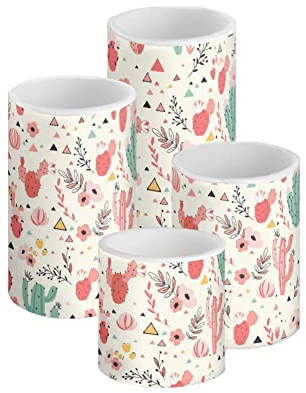 HUGS IDEA Fausses bougies chauffe-plat électriques en vrac avec cactus rose floral pour mariage, fête, festival, décorations de Noël, etc. [Jaune chaud]