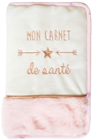 BARBACADO Custodia per libretto sanitario per neonato, rosa a stella, chiusura a zip, 26 x 17 cm, regalo per nascita