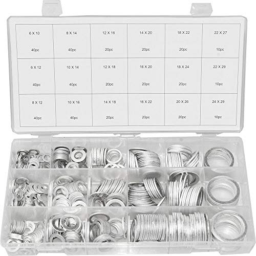 FACULX Lot de 450 rondelles de vidange en aluminium avec boîte de rangement
