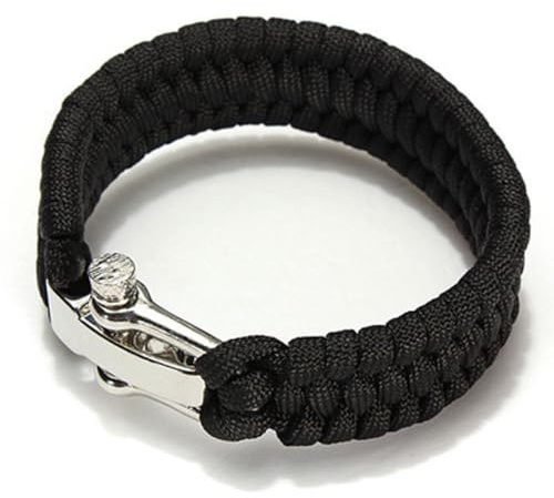SEIWEI Pulsera de supervivencia Paracord, pulsera exterior tejida con cuerda de paracaídas con hebilla de acero inoxidable ajustable para camping, navegación y senderismo (rojo), 9.1 inches or 25cm