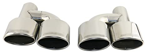 Auspuff Schalldämpfer 1 Paar Auto-Auspuffspitze 63 Mm Einlass Chrom-Silber-Edelstahl 201 240 Mm Auslass Doppel-Auspuffrohr-Endspitzen Auspuffblende