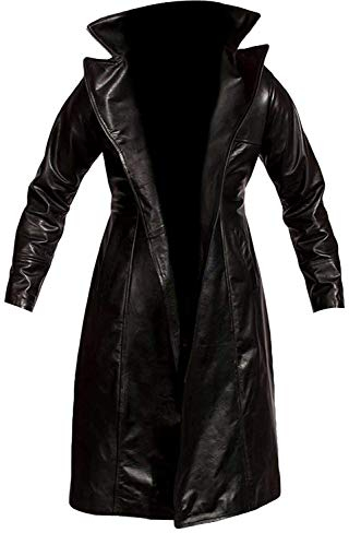 Crow Black Leather Trench Long Coat for Men - the crow costume brandon lee - mens gothic vampire coat - black leather duster coat for men