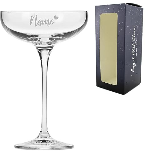 Personalised Engraved Infinity Cocktail Saucer with Name with Heart Design, Personalise with Any Name for Any Occasion, Gift Box Included, Laser Engraved
