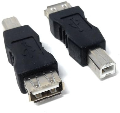 DRUT 2pcs USB 2.0 A Socket to USB B Printer Male Plug Cable Converter Adapter Nickel Plating with Gold Contacts Black