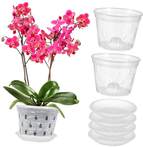 KITANDOVE 5sätze Transparente Orchideentöpfe Mit Ablaufschlitzen Für Innenräume Leicht Langlebig Effizienter Entwässerung Für Gesunde Pflanzen