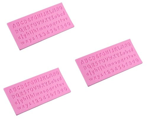 PRETYZOOM 3St Fondantformen aus Silikon Süßigkeitenformen Schokoladenformen de para gelatinas Chocolate Mold Pralinen Form Buchstabennummer Backform Buchstabe Nummer Schokoladenform Rosa