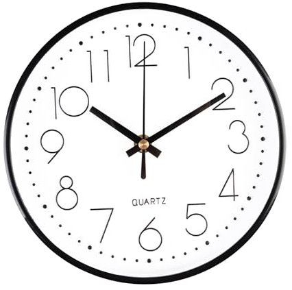 CIMOYBAI 20cm Rund Quartz Wanduhr Ohne Tickgeräusche, 8 Zoll Modern Leise Geeignet für Büro, Wohnzimmer, Küche, Schule, Kinderzimmer (Weiß)