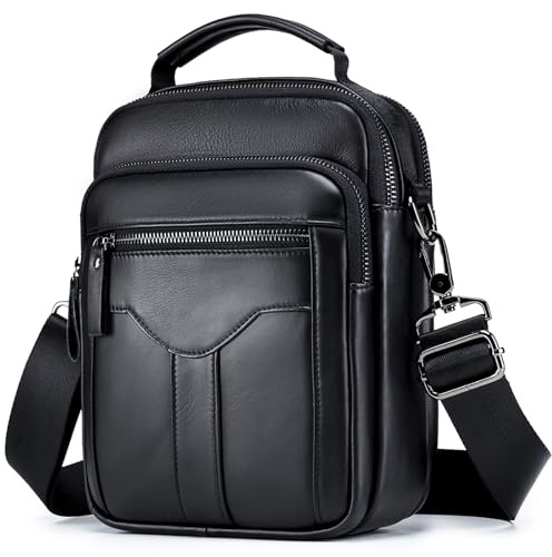 BAIGIO Sac à Bandoulière Homme Sacoche Homme Cuir Veritable Sacs Business Multifonctionnel Sac à Main Vintage pour le Travail Voyage Vie Quotidienne
