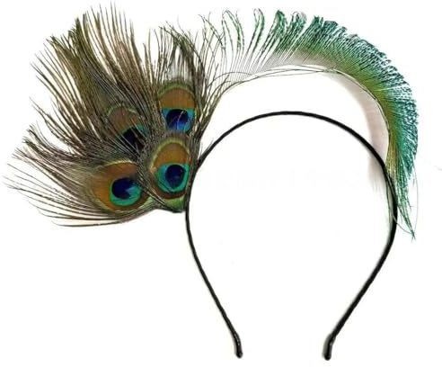 EIROVYA Pfau Haarband für Damen, Haarschmuck Pfau Damen Pfauenfeder-Kopfschmuck, Karnevalsfeder-Haarband, Maskerade, Kostüm, Haarreif für Halloween, Hochzeit, 1 Stück