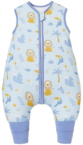 Chilsuessy Baby Schlafsack mit Beinen 2.5 Tog Winter Schlafsack Unisex Ganzjahres Schlafsack mit Füßen Babyschlafsack Schlafsack Kinder, Blau Löwe, 90cm/Baby Höhe 95-105cm