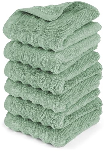 Pure Label Gästehandtuch 6-TLG. 6x30x50cm aus 100% Baumwolle, Salbeigrün | Spürbar weich, saugstark und ideal für Bad, Gäste und täglichen Komfort