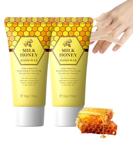 Wenrny Milk Honey Peel Off Hand Wax for Women Men,2 Pcs Exfoliating Hand Peeling Film-Deep Cleansing,Moisturizing,Exfoliating,Smoothing,Hands Care Paraffinfor Dry Rough Cracked Hands,50g